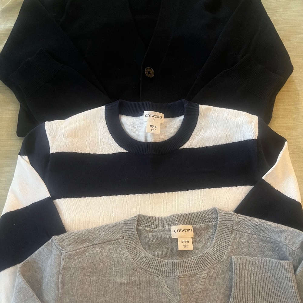 NWOT J Crew Kids (Crewcuts) set of 3 cotton sweaters size 8-9